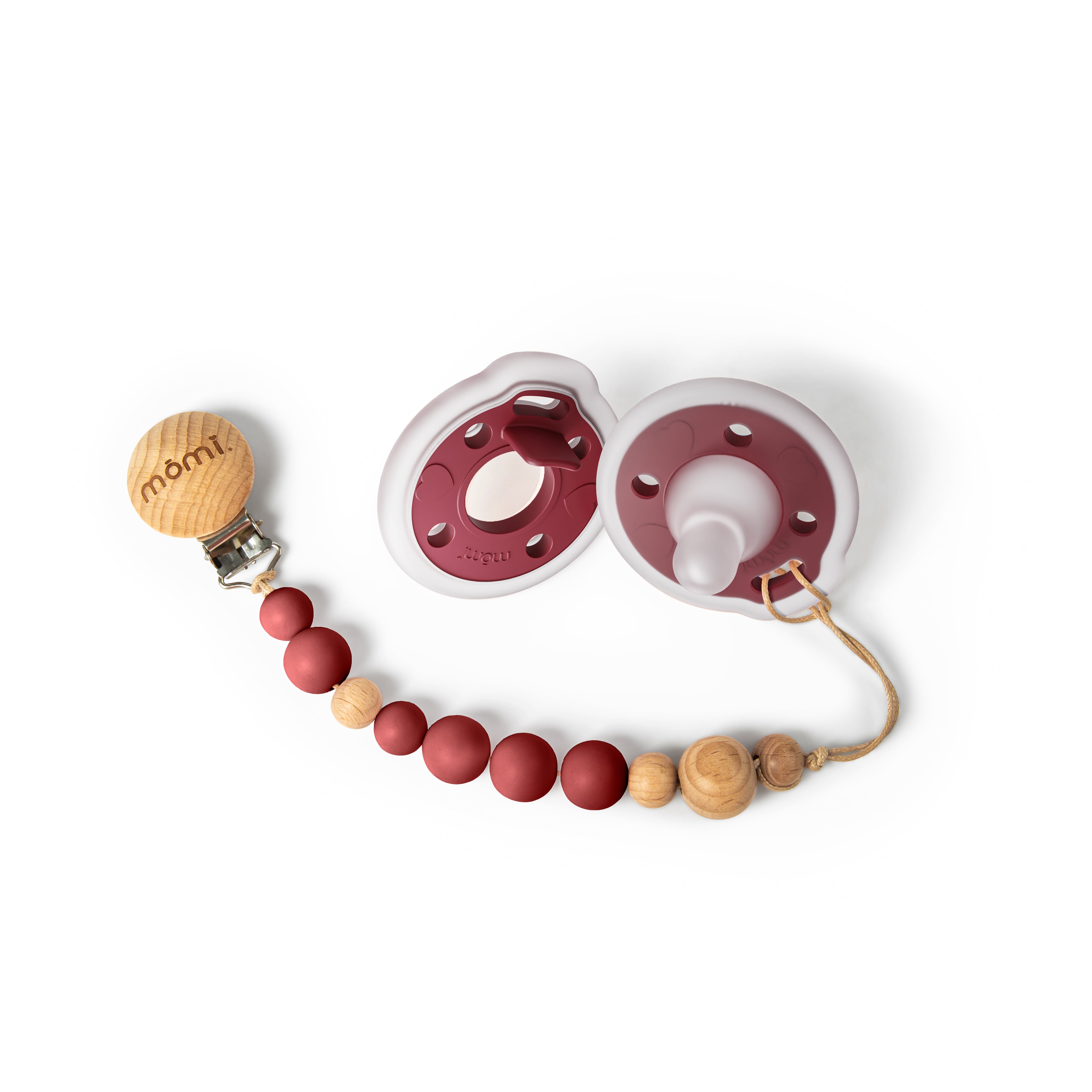 mōmi babypace pacifier gift set - cranberry