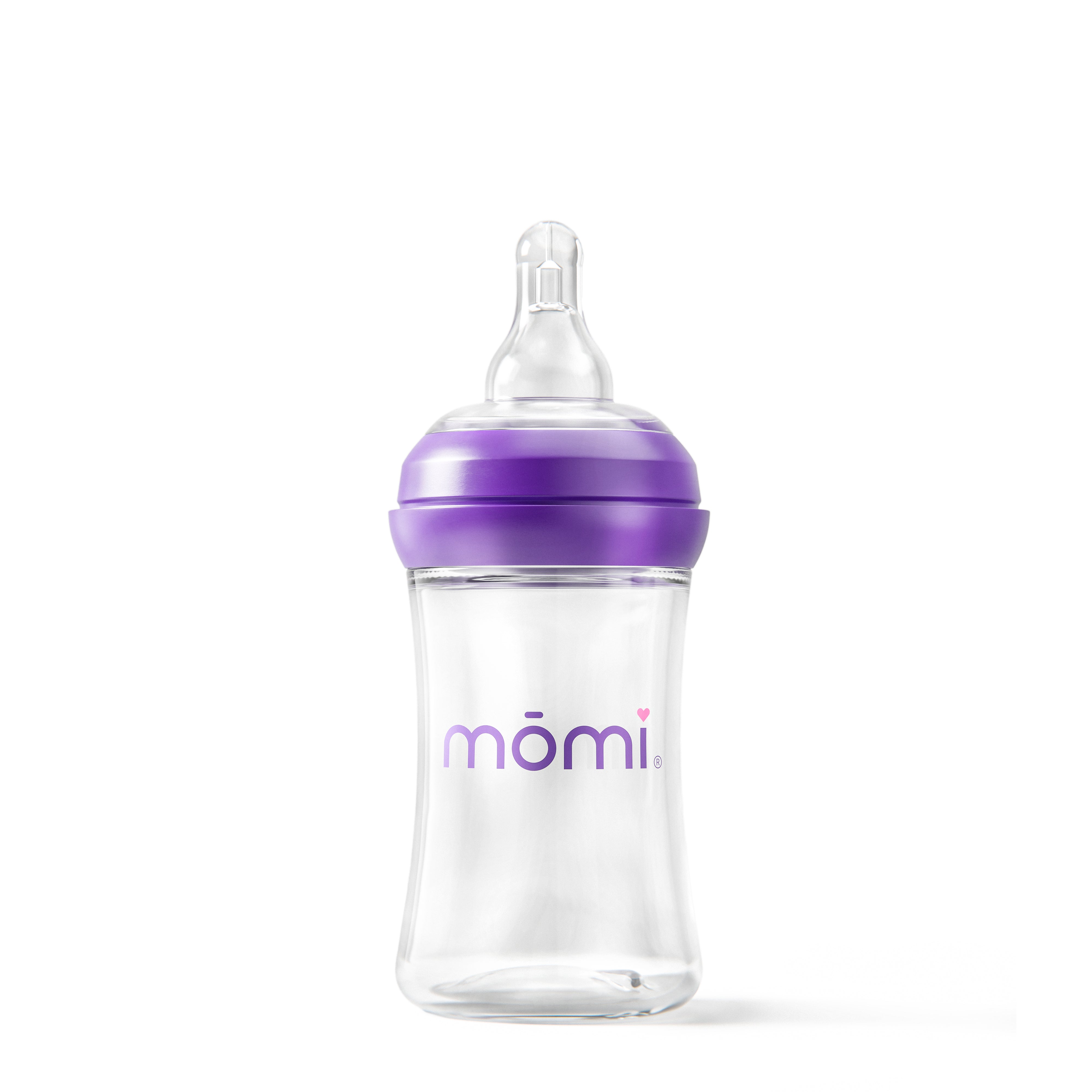 mōmi breast-like bottle 1-sets, 4oz glass, purple