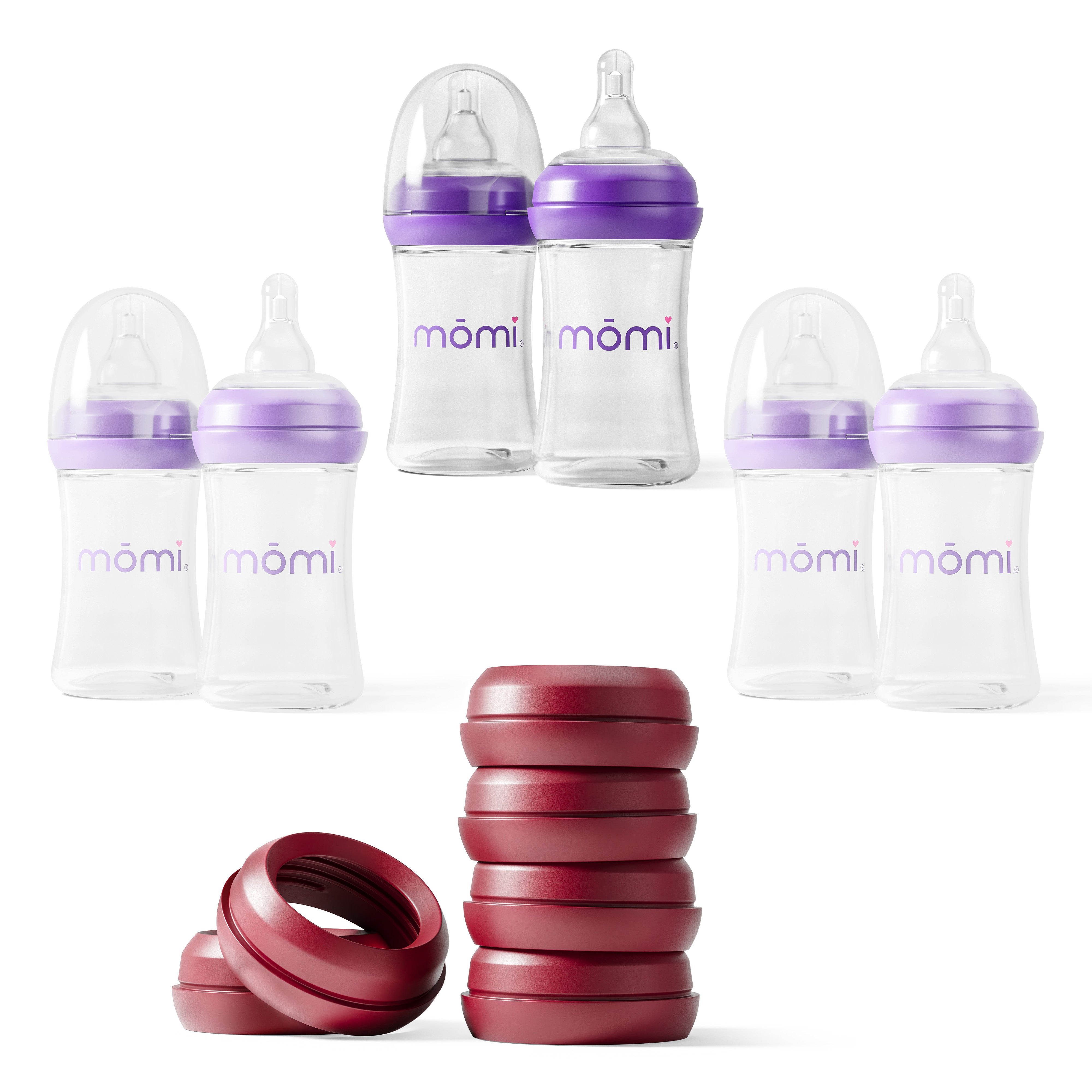 momi vibes breast-like bottle sets - cranberry