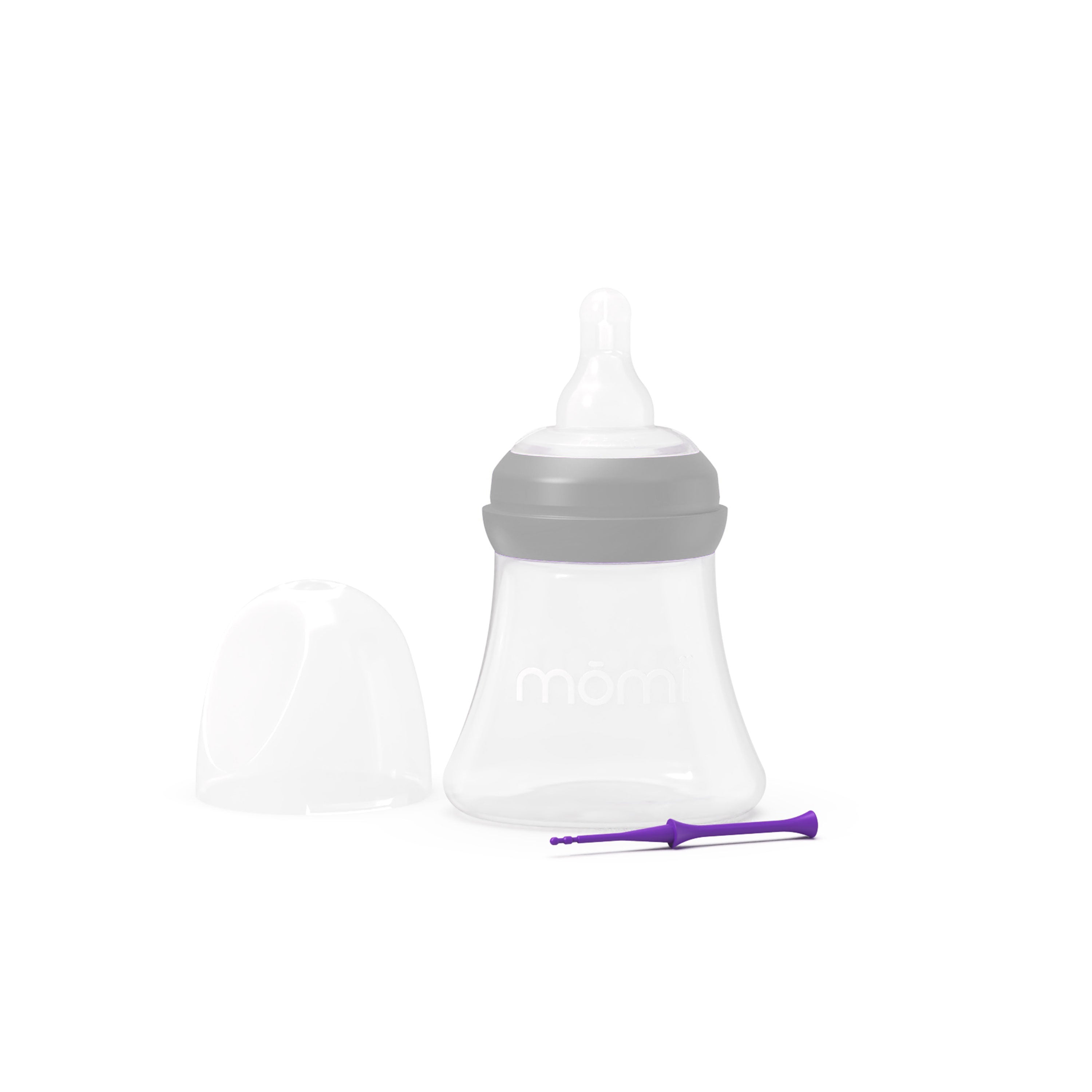 mōmi breast-like bottle, plastic 5oz gray