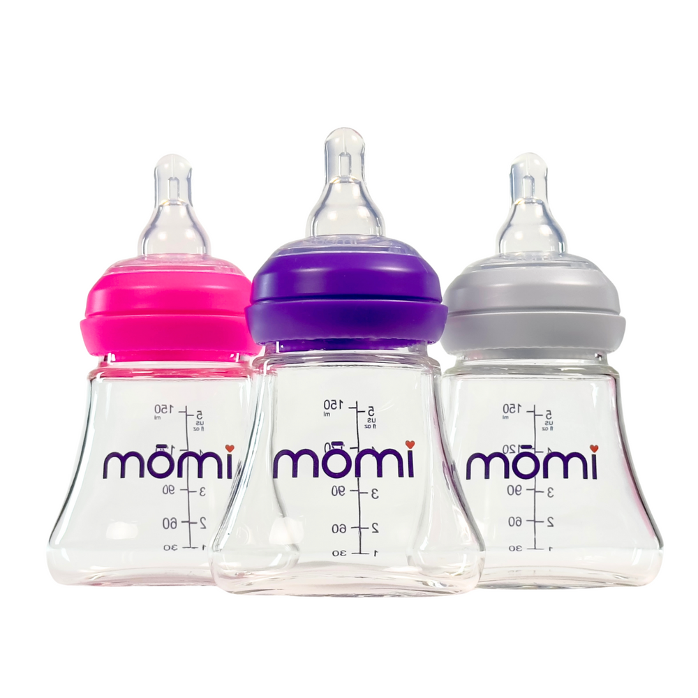 Breastfeeding Baby Bottles Glass & Plastic Sets mōmi