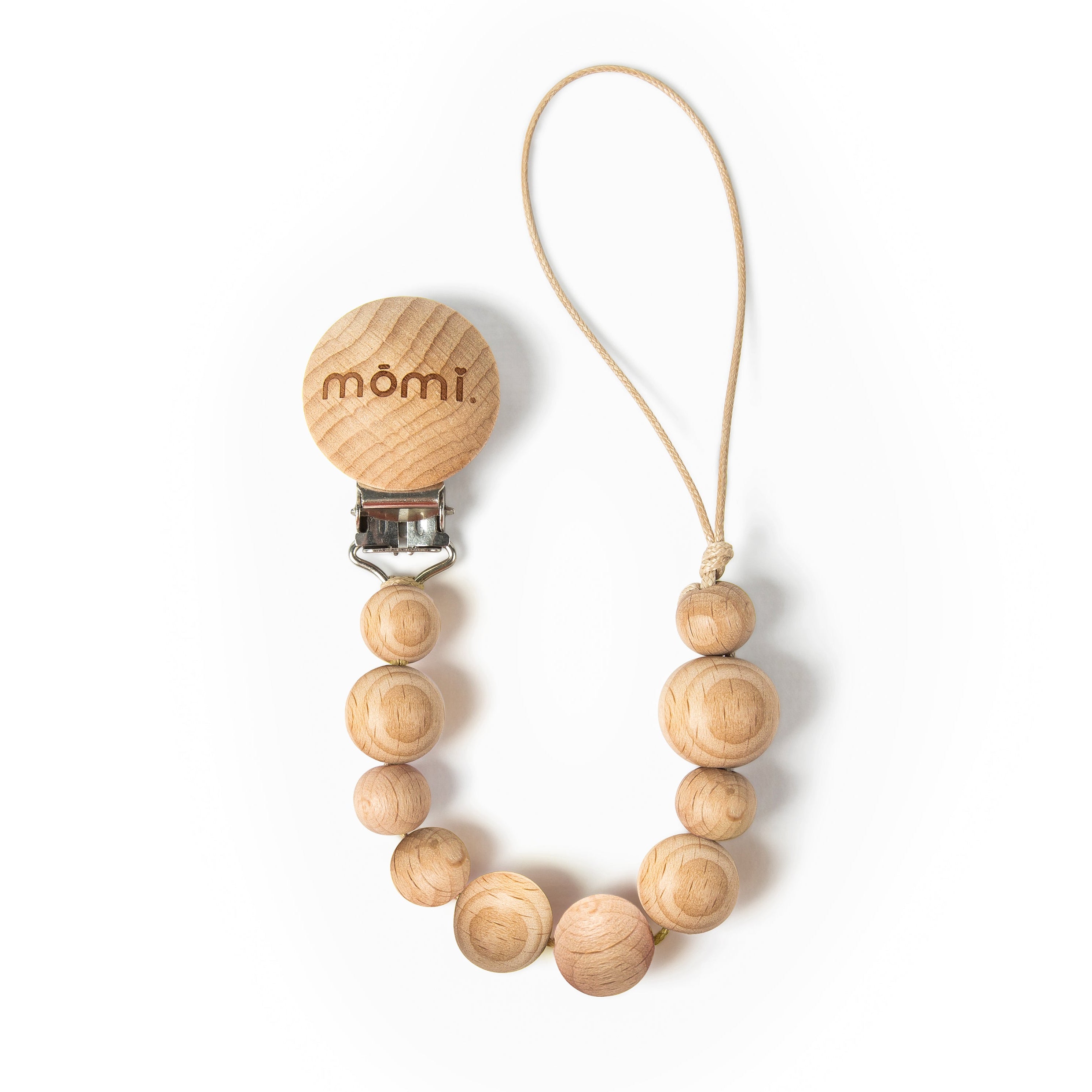mōmi natural wood pacifier clip